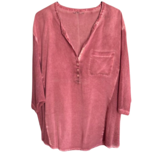 Textured Sleeve Blouse in Faded Salmon | Fits SA L