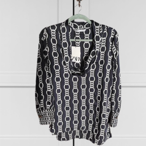 ZARA | Draped Chain-Print Blouse | Fits SA 10-12